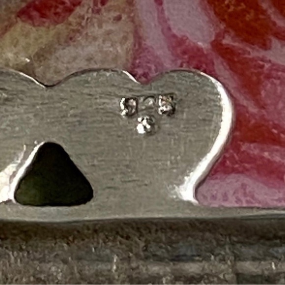 VTG Large Sterling Marcasite Heart Lock & Key Pendant - Picture 4 of 5